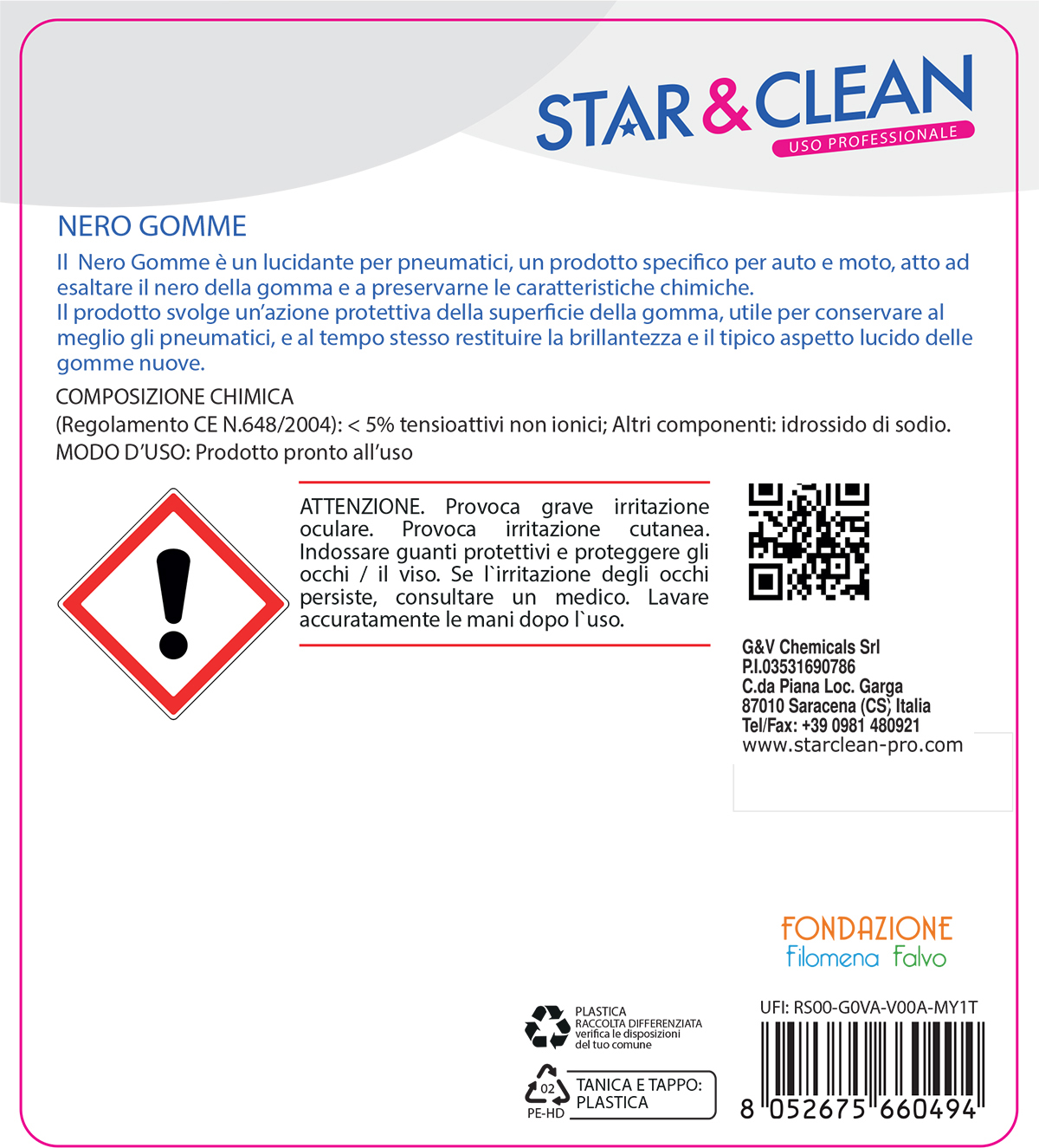 Detersivi concentrati - star clean 727 - nero gomme